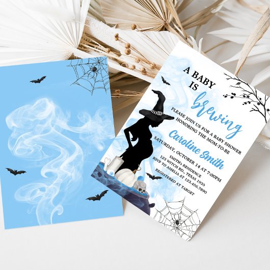 Blue Witch Baby shower Kaart