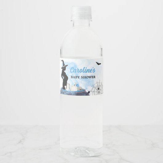 Blue Witch Baby shower Waterfles Etiket (Voorkant)