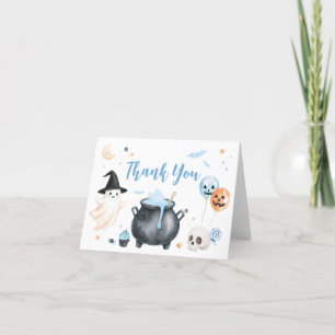Blue Witch Ghost Little Boo Baby shower Bedankkaart