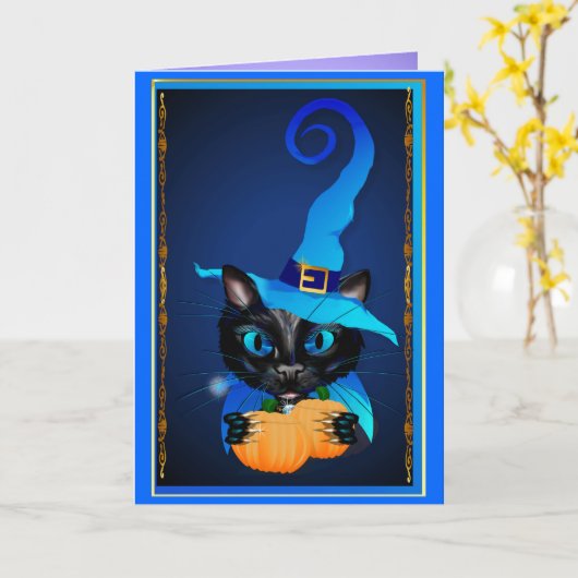 Blue Witch Kat Kaart (Gele Bloem)