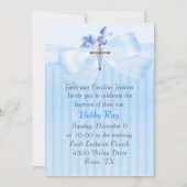 Blue with Cross Boy's Baptism Invitation Kaart (Voorkant)