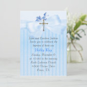 Blue with Cross Boy's Baptism Invitation Kaart (Staand voorkant)