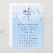 Blue with Cross Boy's Baptism Invitation Kaart (Voorkant / Achterkant)