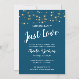 Blue with String Lights Wedding Elopement Party Kaart