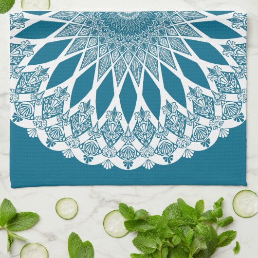 Blue Woad Tristyns Mandala Theedoek (Gevouwen)
