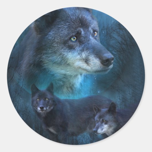 Blue Wolf Art Sticker (Voorkant)