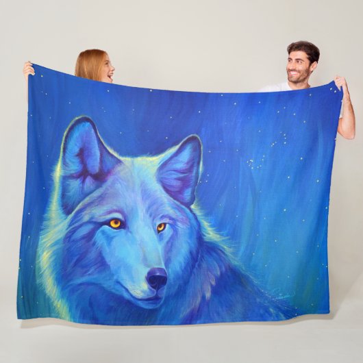 Blue Wolf Fleece Blankets | Unieke cadeautjes (In situ)