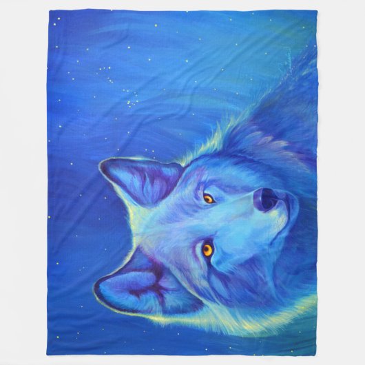 Blue Wolf Fleece Blankets | Unieke cadeautjes (Voorkant)