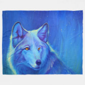 Blue Wolf Fleece Blankets | Unieke cadeautjes (Voorkant (Horizontaal))