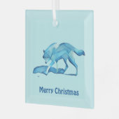 Blue Wolf Glass Ornament (Voorkant links)