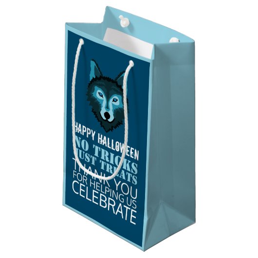 Blue Wolf, Halloween Feest Klein Cadeauzakje (Voorkant Gekanteld)