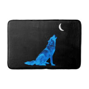 Blue Wolf Howling bij Moon Badmat