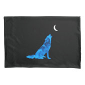 Blue Wolf Howling bij Moon Kussensloop (Voorkant)