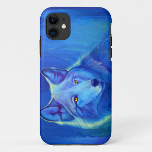 Blue Wolf iPhone 5 / 5S Aangepast Hoesje   Wolfont