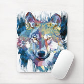 Blue Wolf Mousepad | Colorful Wolf Drawing Muismat (Met muis)