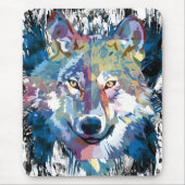 Blue Wolf Mousepad Colorful Wolf Polygon Muismat (Voorkant)