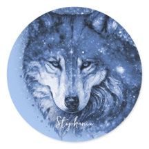 Blue Wolf Name Persoonlijke Sticker