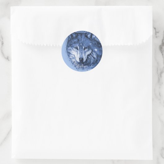 Blue Wolf Name Persoonlijke Sticker (Tas)