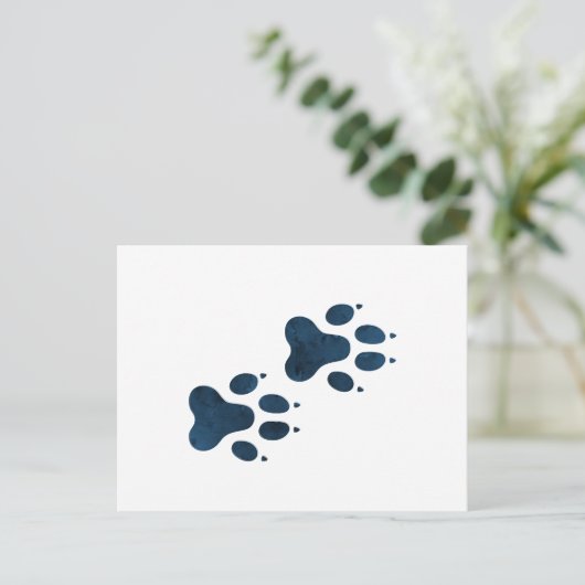 Blue Wolf Pawprints Briefkaart (Staand voorkant)