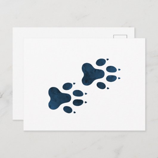 Blue Wolf Pawprints Briefkaart (Voorkant / Achterkant)