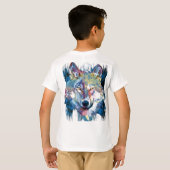 Blue Wolf T-Shirt | Colorful Wolf Drawing (Achterkant volledig)
