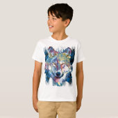 Blue Wolf T-Shirt | Colorful Wolf Drawing (Voorkant volledig)