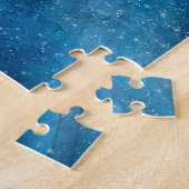 Blue Wolf Winter Forest Wildlife Painting Legpuzzel (Zijkant)