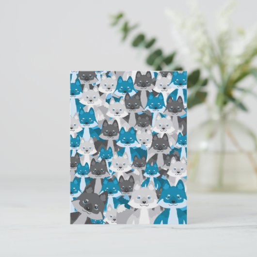 Blue Wolfie Briefkaart (Staand voorkant)