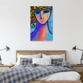 Blue Woman Abstract Digital Painting Canvas Afdruk (Insitu (Slaapkamer))