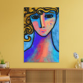 Blue Woman Abstract Digital Painting Canvas Afdruk (Insitu (Woonkamer))