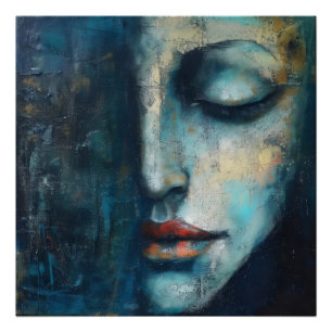Blue Woman Abstracte kunst Foto Afdruk