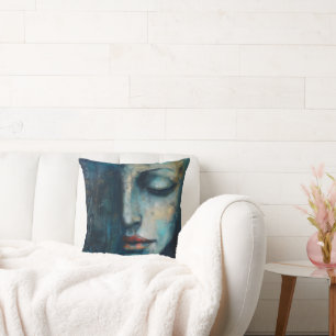 Blue Woman Abstracte kunst Kussen