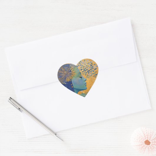 Blue Woman Heart Sticker (Envelop)
