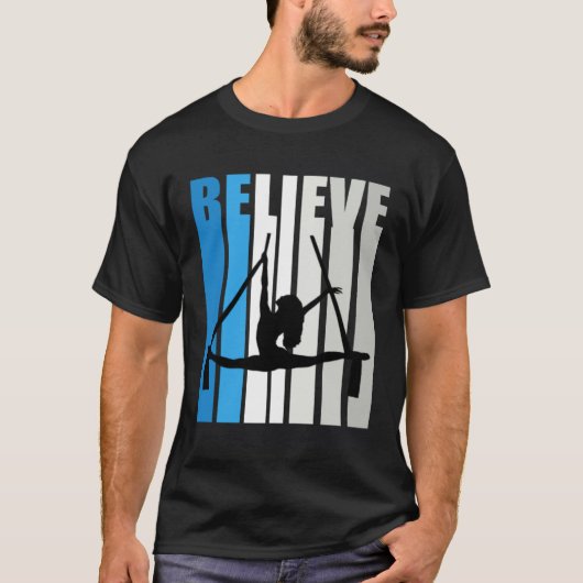 Blue Womens Believe Air Dancer Motivational Retro  T-shirt (Voorkant)