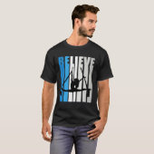 Blue Womens Believe Air Dancer Motivational Retro  T-shirt (Voorkant volledig)