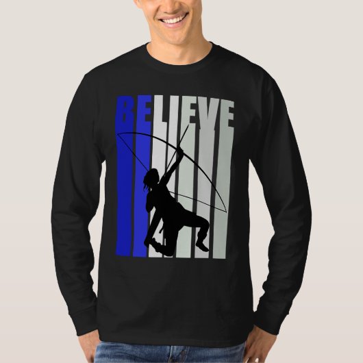 Blue Womens Believe Archery Inspirational Archer G T-shirt (Voorkant)