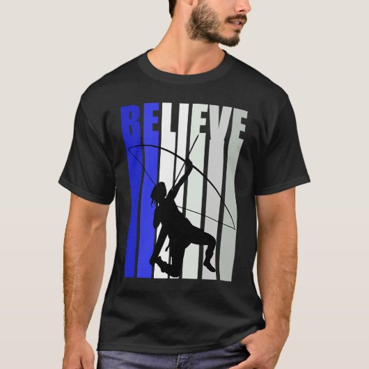 Blue Womens Believe Archery Inspirational Archer G T-shirt (Voorkant)
