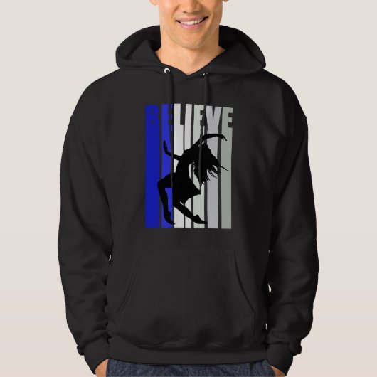Blue Womens Believe Dance Inspirational Dancer Gir Hoodie (Voorkant)