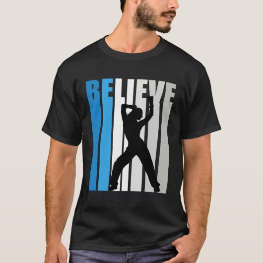 Blue Womens Believe Dance Motivational Retro Graph T-shirt (Voorkant)