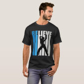 Blue Womens Believe Dance Motivational Retro Graph T-shirt (Voorkant volledig)