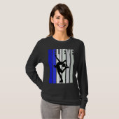Blue Womens Believe Ice Skating Inspirational Squa T-shirt (Voorkant volledig)