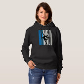 Blue Womens Believe Ice Skating Motivational Retro Hoodie (Voorkant volledig)