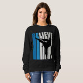Blue Womens Believe Jiu Jitsu Motivational Retro G Trui (Voorkant volledig)
