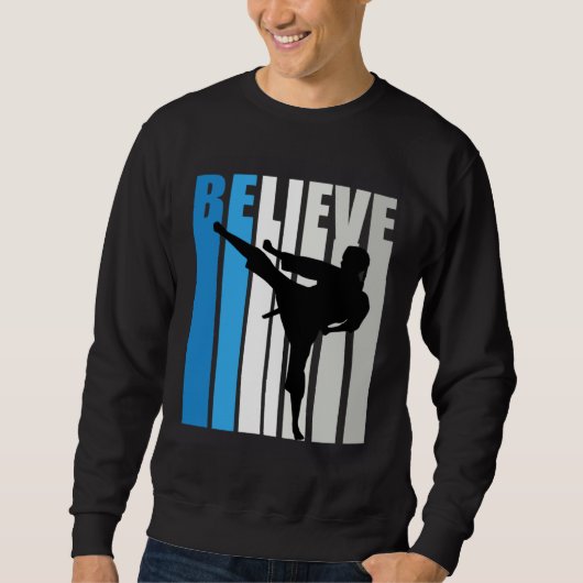 Blue Womens Believe Jiu Jitsu Motivational Retro G Trui (Voorkant)