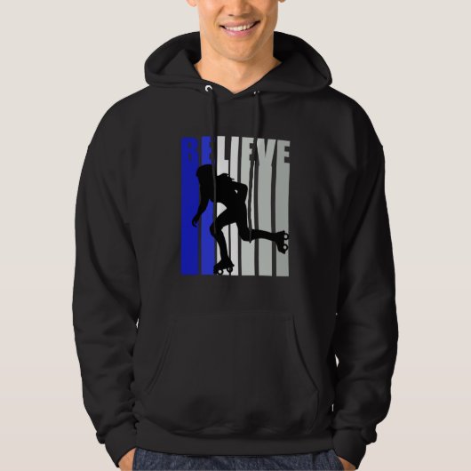 Blue Womens Believe Roller Skating Inspirational S Hoodie (Voorkant)