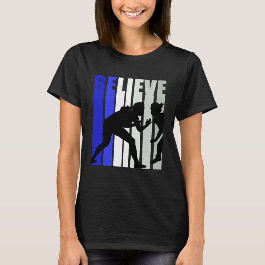Blue Womens Believe Wrestling Inspirational Squad  T-shirt (Voorkant)