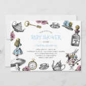 Blue Wonderland Baby shower met Polka Dots Kaart (Voorkant)