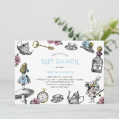 Blue Wonderland Baby shower met Polka Dots Kaart (Staand voorkant)