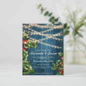 Blue Wood Berries Kerstmis bruiloft uitnodiging (Staand voorkant)