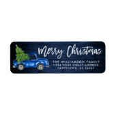 Blue Wood Brush Script  Truck Kerstmis Etiket (Voorkant)